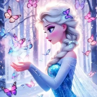 Diamantové malování - Elsa + perleťové kamínky