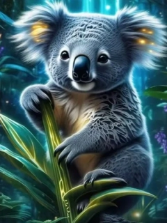 Diamantové malování/Homfun - Koala a větvička + perleťové kamínky