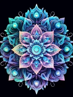 Diamantové malování/Huacan - Modro fialová mandala