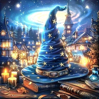 Diamantové malování/Huacan - Kouzelnický klobouk (40x40)