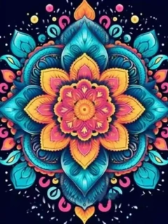Diamantové malování/Homfun - Mandala modro-oranžová II + třpytivé kamínky