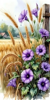 Diamantové malování - Fialové květy u pole (85 x 45)