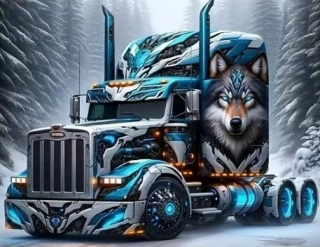 Diamantové malování/Huacan - Truck v zimě