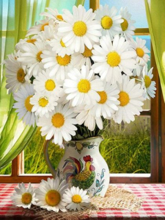 Diamantové malování/Homfun - Kopretiny ve váze